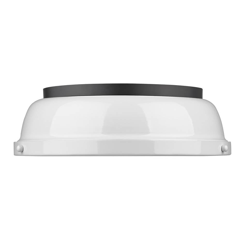 Golden Lighting 3602-14 BLK-WH Matte Black Yep By Golden Lighting Duncan 2-light Flush Mount In Matte Black And White Shade Image 2