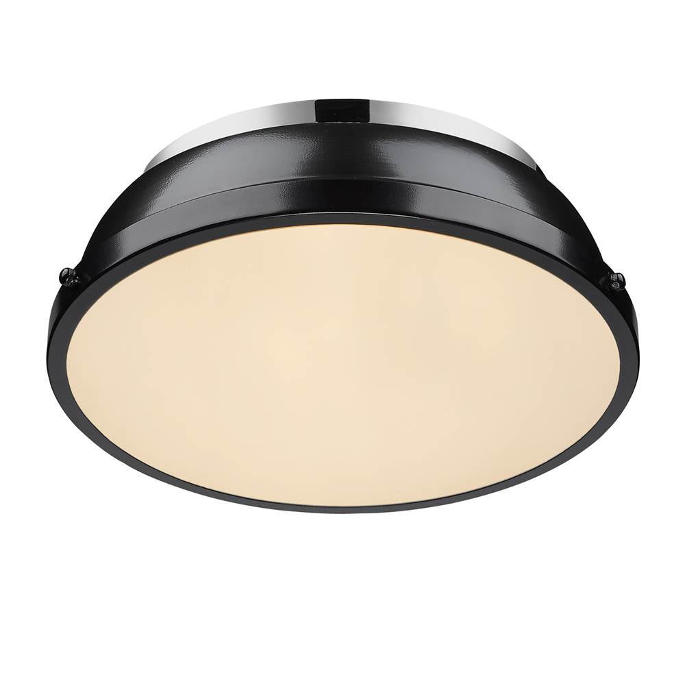 Golden Lighting 3602-14 CH-BK Chrome Yep By Golden Lighting Duncan 2-light Flush Mount In Chrome And Black Shade Image 2