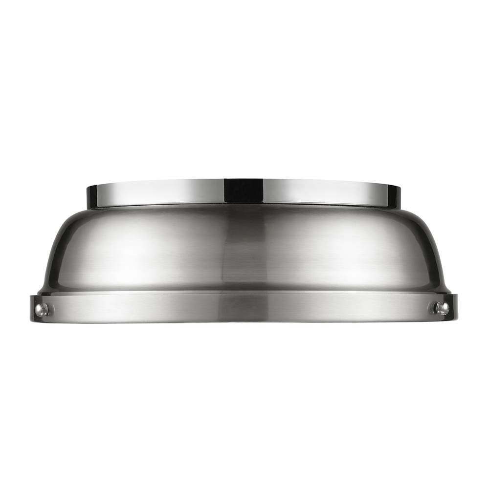 Golden Lighting Duncan Yep By Golden Lighting Duncan 2-light Flush Mount In Aged Brass And Pewter Shade