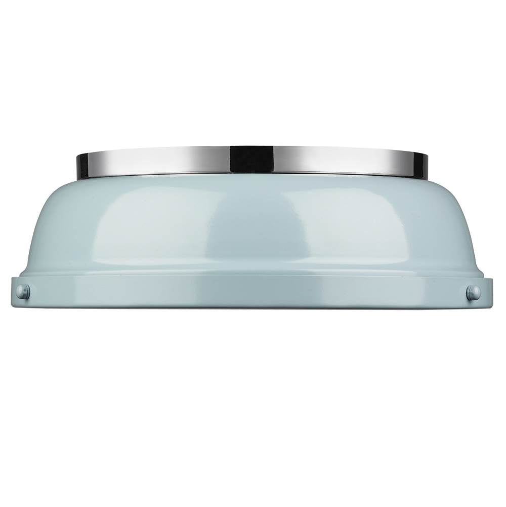Golden Lighting Duncan Yep By Golden Lighting Duncan 2-light Flush Mount In Aged Brass And Seafoam Shade