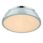 Golden Lighting 3602-14 CH-SF Chrome Yep By Golden Lighting Duncan 2-light Flush Mount In Chrome And Seafoam Shade Image 2