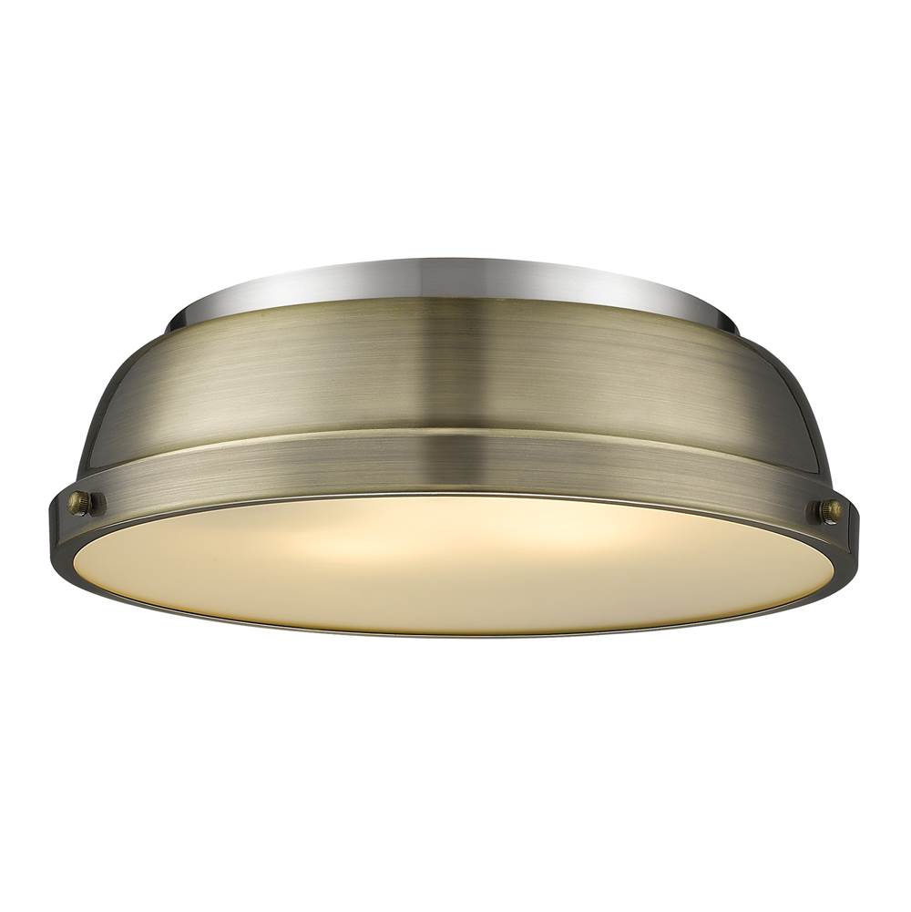 Golden Lighting Duncan Yep By Golden Lighting Duncan 2-light Flush Mount In Aged Brass