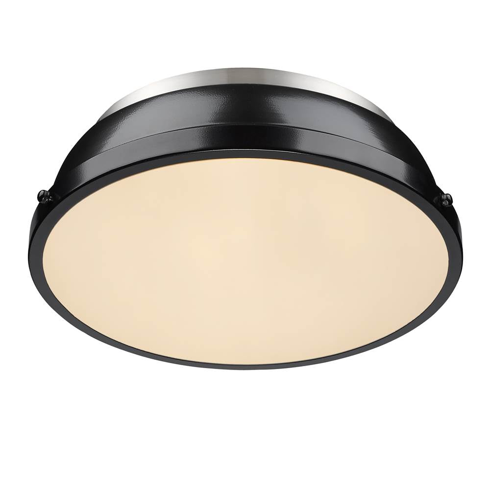 Golden Lighting 3602-14 PW-BK Pewter Yep By Golden Lighting Duncan 2-light Flush Mount In Pewter And Black Shade Image 2