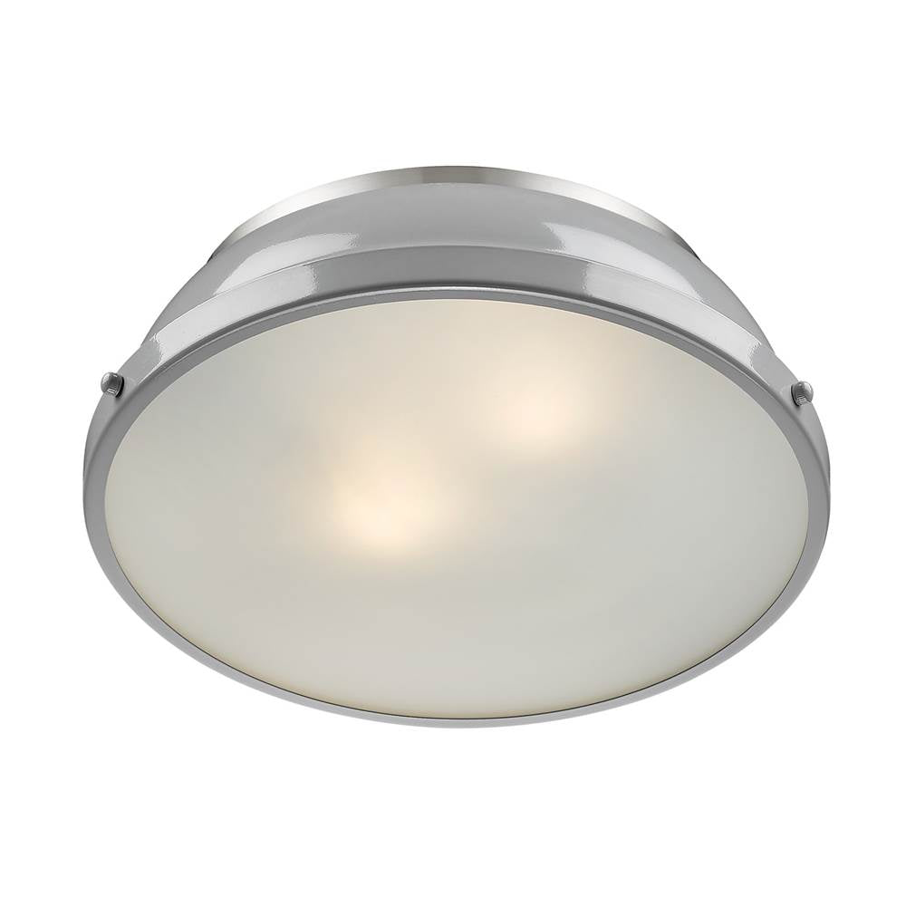 Golden Lighting Duncan Yep By Golden Lighting Duncan 2-light Flush Mount In Aged Brass And Gray Shade