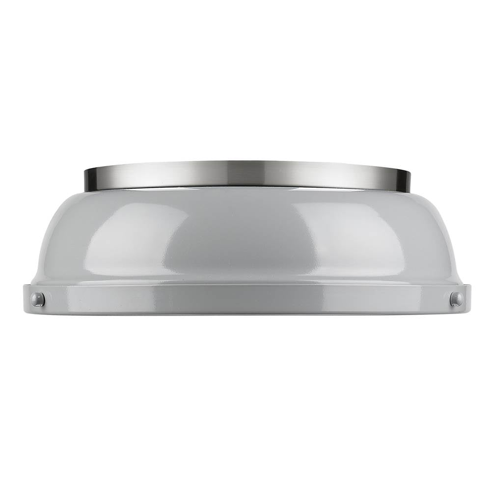 Golden Lighting 3602-14 PW-GY Pewter Yep By Golden Lighting Duncan 2-light Flush Mount In Pewter And Gray Shade Image 2