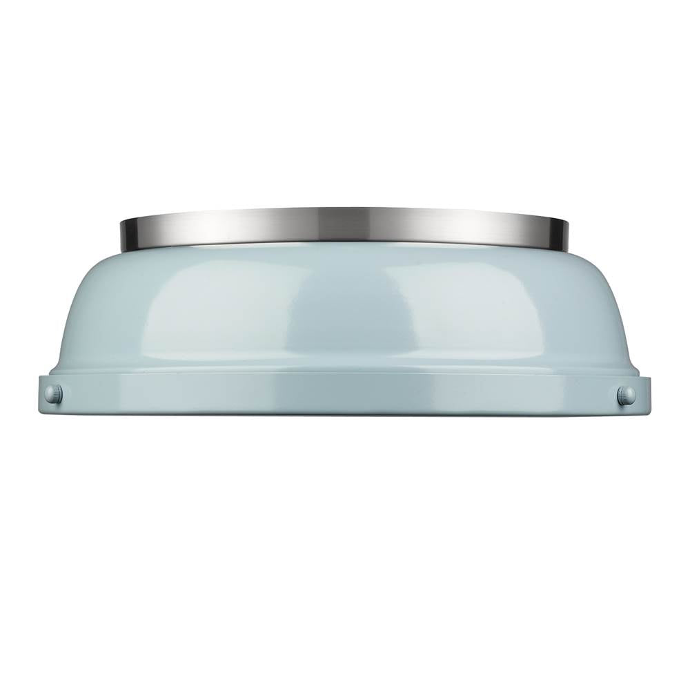 Golden Lighting Duncan Yep By Golden Lighting Duncan 2-light Flush Mount In Aged Brass And Seafoam Shade