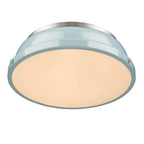 Golden Lighting 3602-14 PW-SF Pewter Yep By Golden Lighting Duncan 2-light Flush Mount In Pewter And Seafoam Shade Image 2
