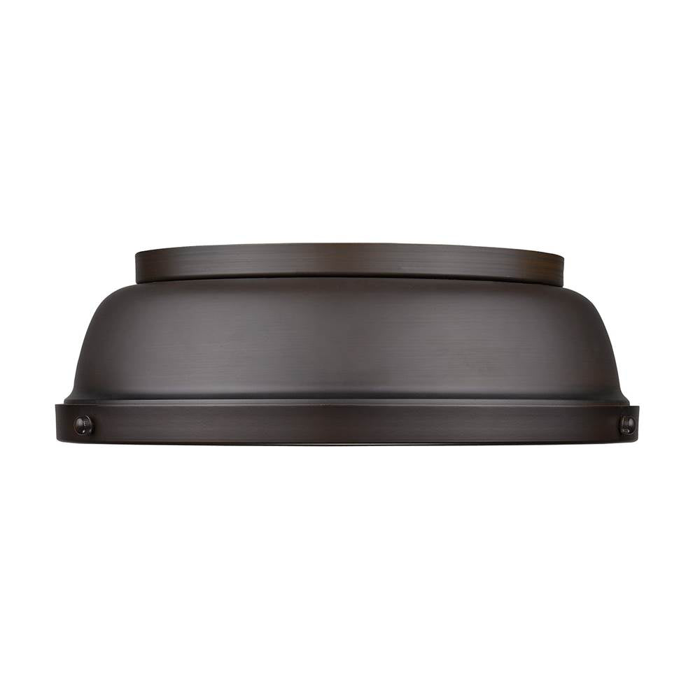 Golden Lighting Duncan Yep By Golden Lighting Duncan 2-light Flush Mount In Aged Brass And Rubbed Bronze Shade