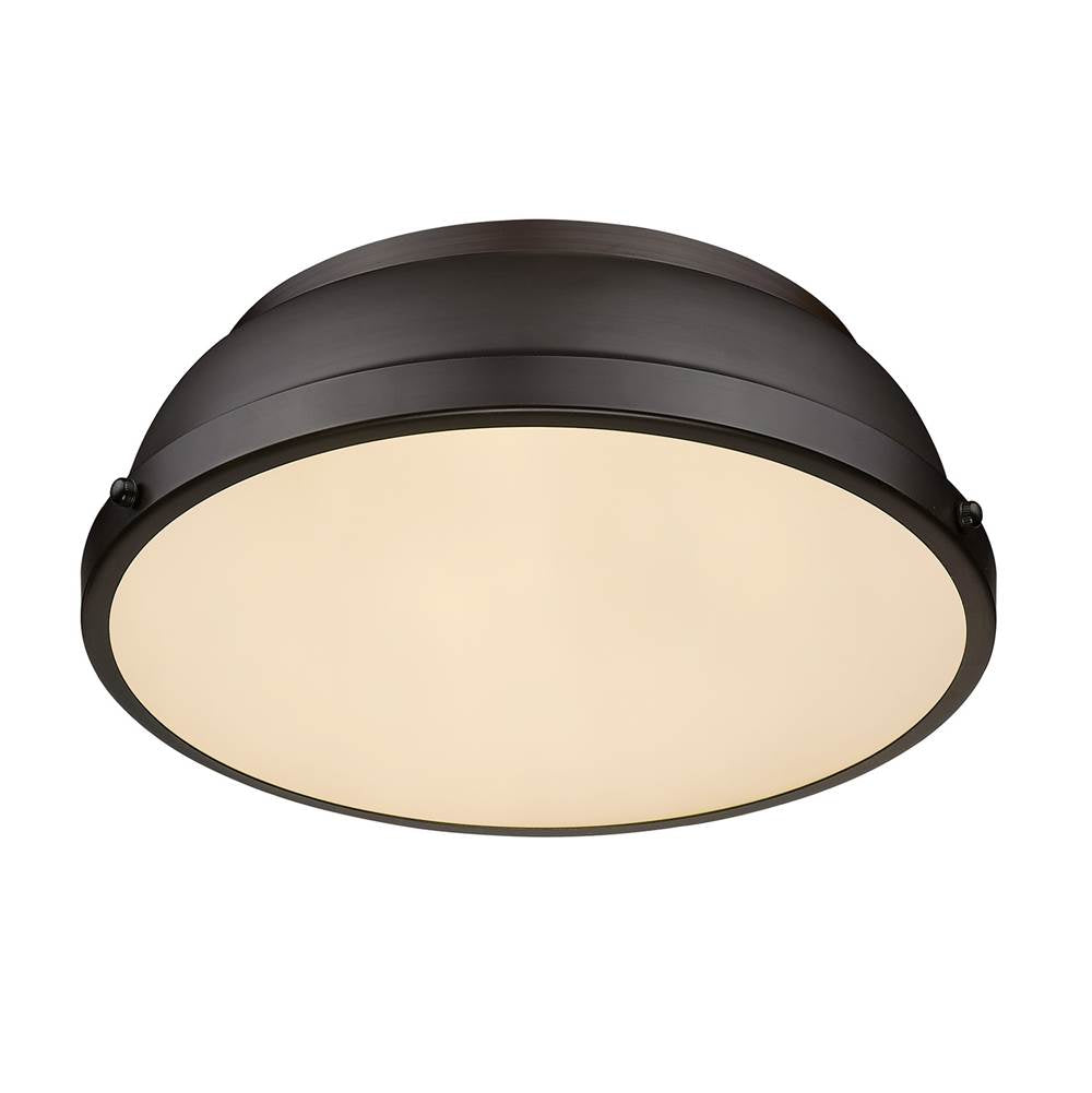 Golden Lighting 3602-14 RBZ-RBZ Rubbed Bronze Yep By Golden Lighting Duncan 2-light Flush Mount In Rubbed Bronze And Rubbed Bronze Shade Image 2