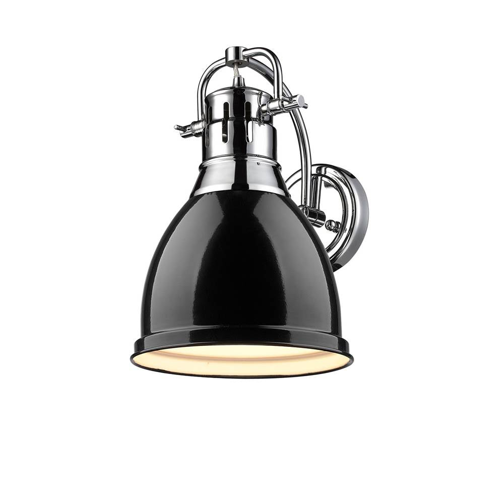 Golden Lighting 3602-1W CH-BK Chrome Yep By Golden Lighting Duncan 1-light Wall Sconce In Chrome Image 1