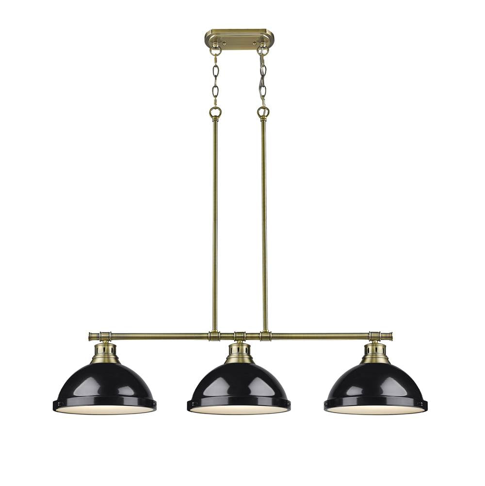 Golden Lighting Duncan Yep By Golden Lighting Duncan 3-light Island Light In Aged Brass And Black Shade