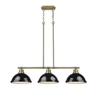 Golden Lighting Duncan Yep By Golden Lighting Duncan 3-light Island Light In Aged Brass And Black Shade