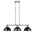 Golden Lighting 3602-3LP AB-BK Aged Brass Yep By Golden Lighting Duncan 3-light Island Light In Aged Brass And Black Shade Image 1
