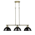 Golden Lighting 3602-3LP AB-BK Aged Brass Yep By Golden Lighting Duncan 3-light Island Light In Aged Brass And Black Shade Image 1