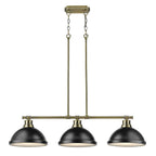 Golden Lighting Duncan Yep By Golden Lighting Duncan 3-light Island Light In Aged Brass And Matte Black Shade