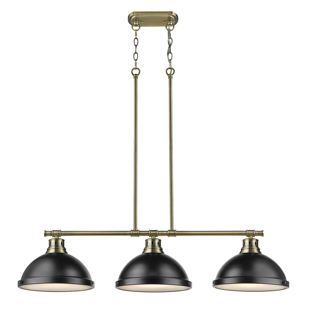 Golden Lighting Duncan Yep By Golden Lighting Duncan 3-light Island Light In Aged Brass And Matte Black Shade