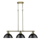 Golden Lighting 3602-3LP AB-BLK Aged Brass Yep By Golden Lighting Duncan 3-light Island Light In Aged Brass And Matte Black Shade Image 3