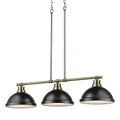 Golden Lighting 3602-3LP AB-BLK Aged Brass Yep By Golden Lighting Duncan 3-light Island Light In Aged Brass And Matte Black Shade Image 1