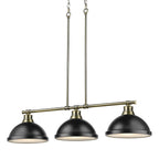 Golden Lighting 3602-3LP AB-BLK Aged Brass Yep By Golden Lighting Duncan 3-light Island Light In Aged Brass And Matte Black Shade Image 1