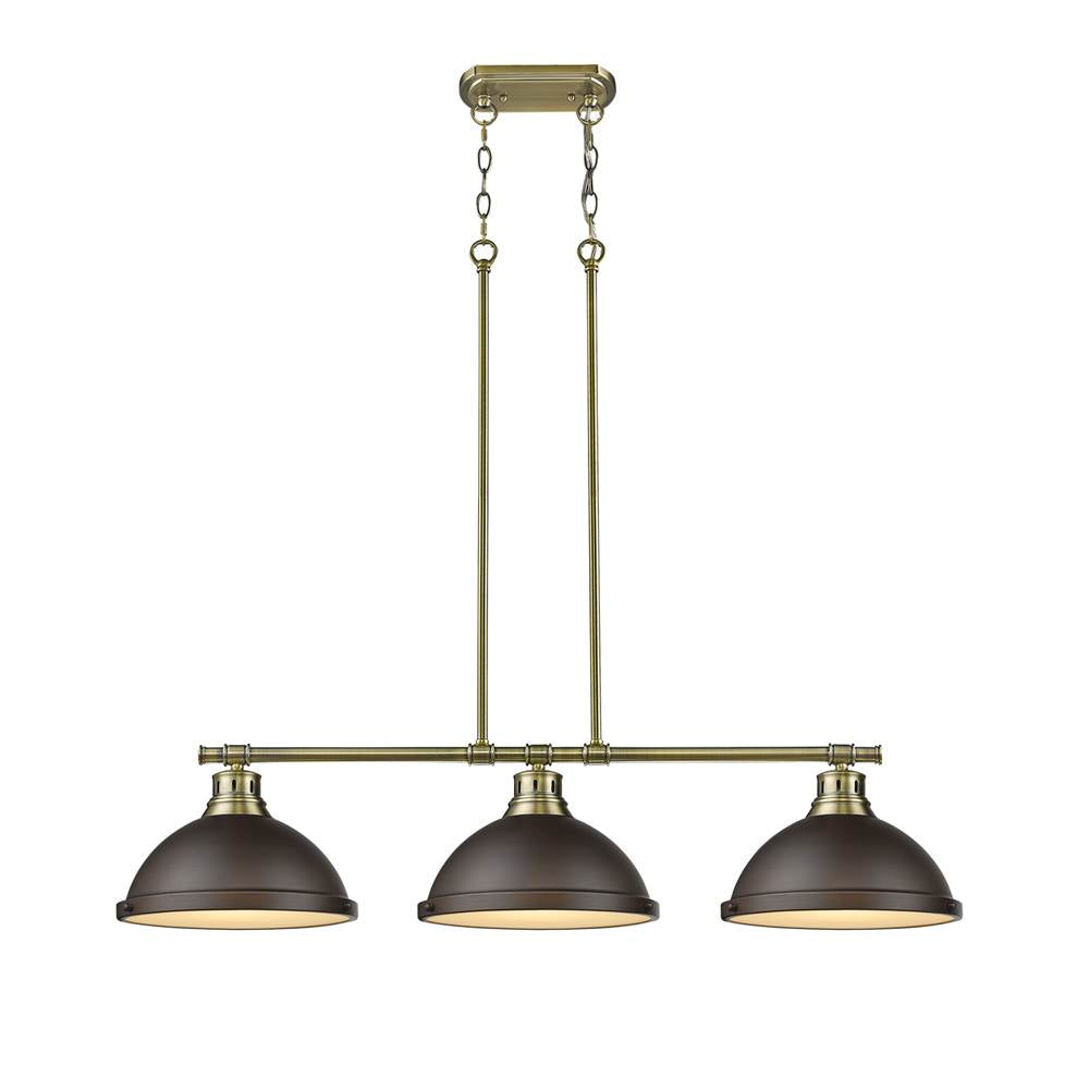Golden Lighting Duncan Yep By Golden Lighting Duncan 3-light Island Light In Aged Brass And Rubbed Bronze Shade