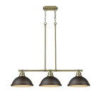 Golden Lighting Duncan Yep By Golden Lighting Duncan 3-light Island Light In Aged Brass And Rubbed Bronze Shade