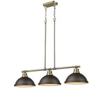 Golden Lighting 3602-3LP AB-RBZ Aged Brass Yep By Golden Lighting Duncan 3-light Island Light In Aged Brass And Rubbed Bronze Shade Image 2