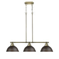 Golden Lighting 3602-3LP AB-RBZ Aged Brass Yep By Golden Lighting Duncan 3-light Island Light In Aged Brass And Rubbed Bronze Shade Image 1