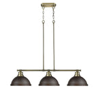 Golden Lighting 3602-3LP AB-RBZ Aged Brass Yep By Golden Lighting Duncan 3-light Island Light In Aged Brass And Rubbed Bronze Shade Image 1