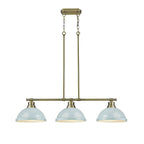 Golden Lighting Duncan Yep By Golden Lighting Duncan 3-light Island Light In Aged Brass And Seafoam Shade