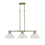 Golden Lighting Duncan Yep By Golden Lighting Duncan 3-light Island Light In Aged Brass And White Shade