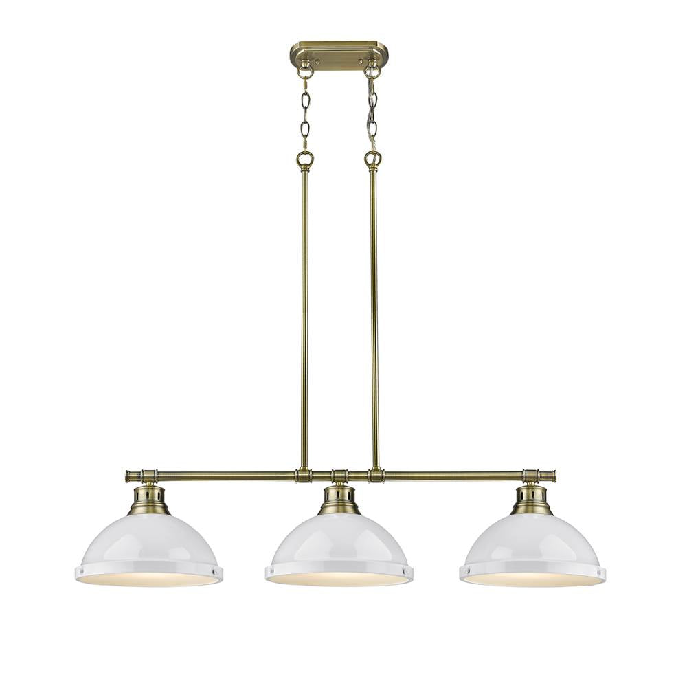 Golden Lighting Duncan Yep By Golden Lighting Duncan 3-light Island Light In Aged Brass And White Shade