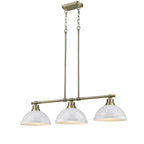 Golden Lighting 3602-3LP AB-WH Aged Brass Yep By Golden Lighting Duncan 3-light Island Light In Aged Brass And White Shade Image 2