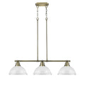 Golden Lighting 3602-3LP AB-WH Aged Brass Yep By Golden Lighting Duncan 3-light Island Light In Aged Brass And White Shade Image 1