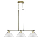 Golden Lighting 3602-3LP AB-WH Aged Brass Yep By Golden Lighting Duncan 3-light Island Light In Aged Brass And White Shade Image 1