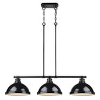 Golden Lighting Duncan Yep By Golden Lighting Duncan 3-light Island Light In Aged Brass And Black Shade