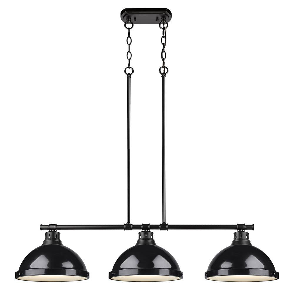 Golden Lighting Duncan Yep By Golden Lighting Duncan 3-light Island Light In Aged Brass And Black Shade