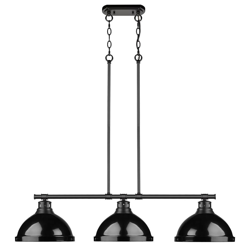 Golden Lighting 3602-3LP BLK-BK Matte Black Yep By Golden Lighting Duncan 3-light Island Light In Matte Black And Black Shade Image 3