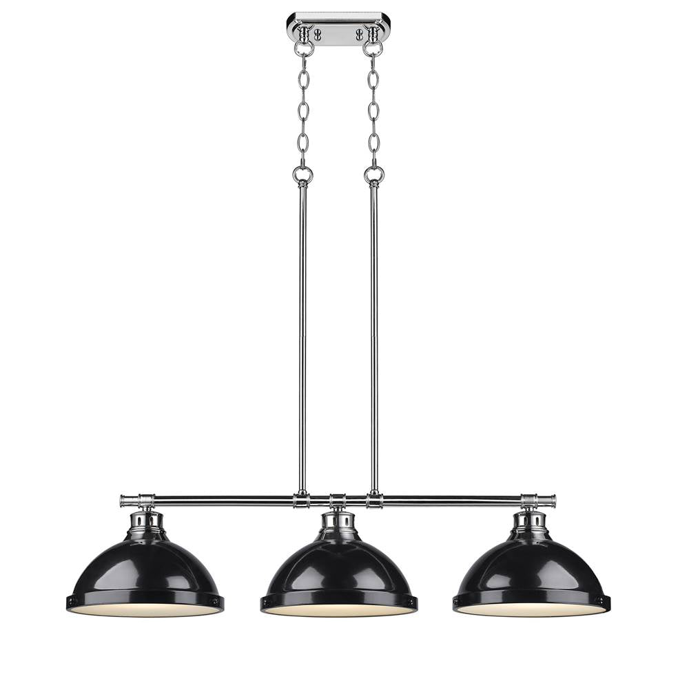 Golden Lighting Duncan Yep By Golden Lighting Duncan 3-light Island Light In Aged Brass And Black Shade