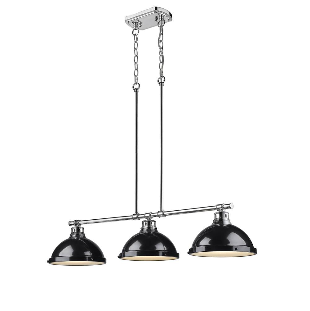 Golden Lighting 3602-3LP CH-BK Chrome Yep By Golden Lighting Duncan 3-light Island Light In Chrome And Black Shade Image 2