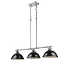 Golden Lighting 3602-3LP CH-BK Chrome Yep By Golden Lighting Duncan 3-light Island Light In Chrome And Black Shade Image 2
