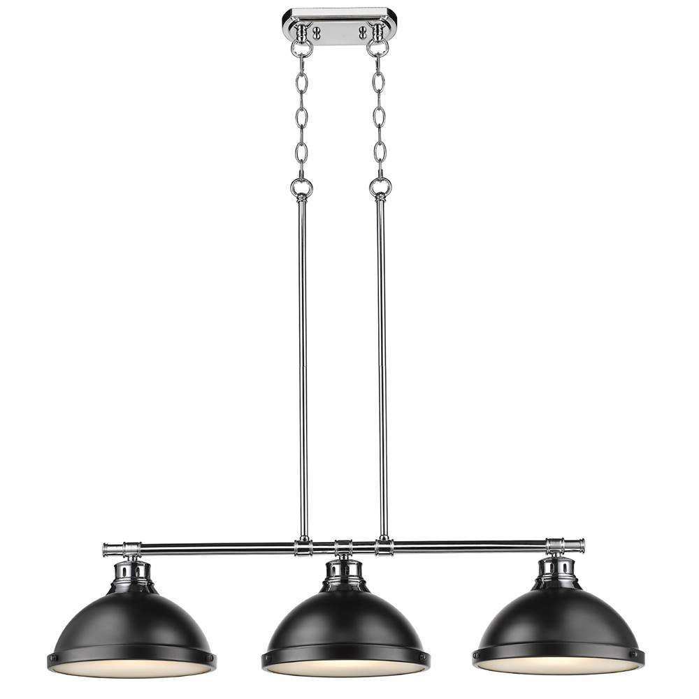 Golden Lighting Duncan Yep By Golden Lighting Duncan 3-light Island Light In Aged Brass And Matte Black Shade