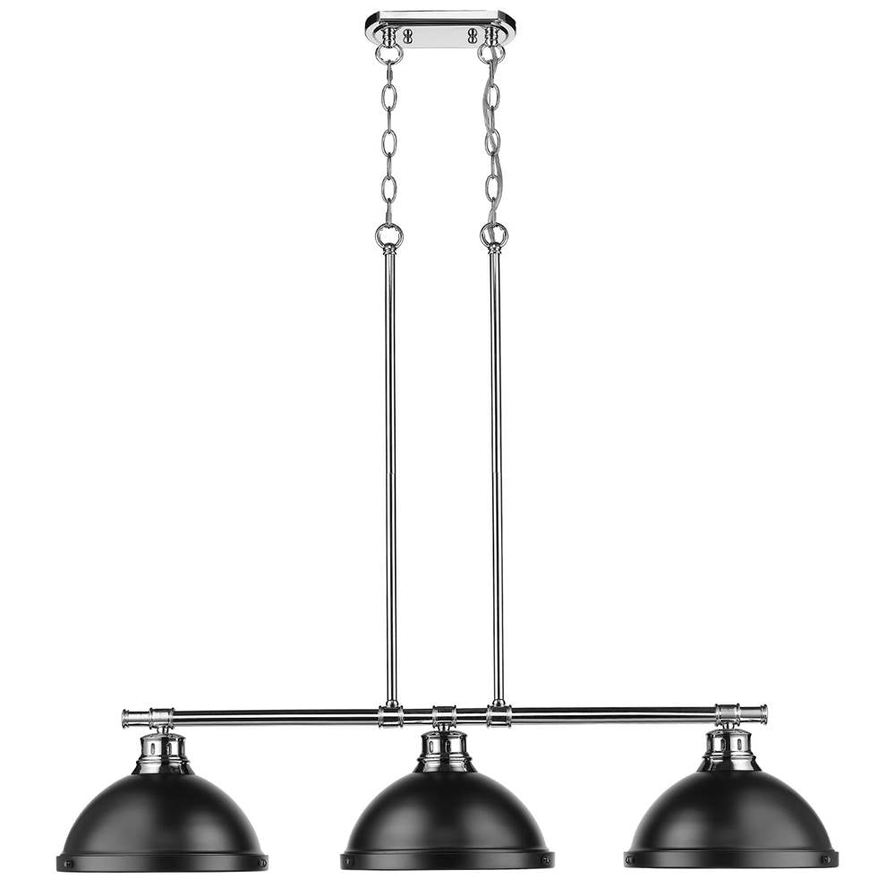 Golden Lighting 3602-3LP CH-BLK Chrome Yep By Golden Lighting Duncan 3-light Island Light In Chrome And Matte Black Shade Image 3
