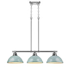 Golden Lighting Duncan Yep By Golden Lighting Duncan 3-light Island Light In Aged Brass And Seafoam Shade