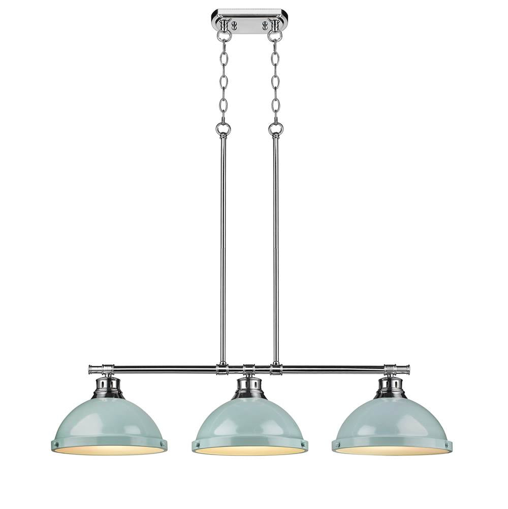 Golden Lighting Duncan Yep By Golden Lighting Duncan 3-light Island Light In Aged Brass And Seafoam Shade