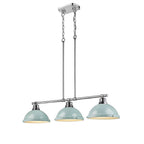 Golden Lighting 3602-3LP CH-SF Chrome Yep By Golden Lighting Duncan 3-light Island Light In Chrome And Seafoam Shade Image 2
