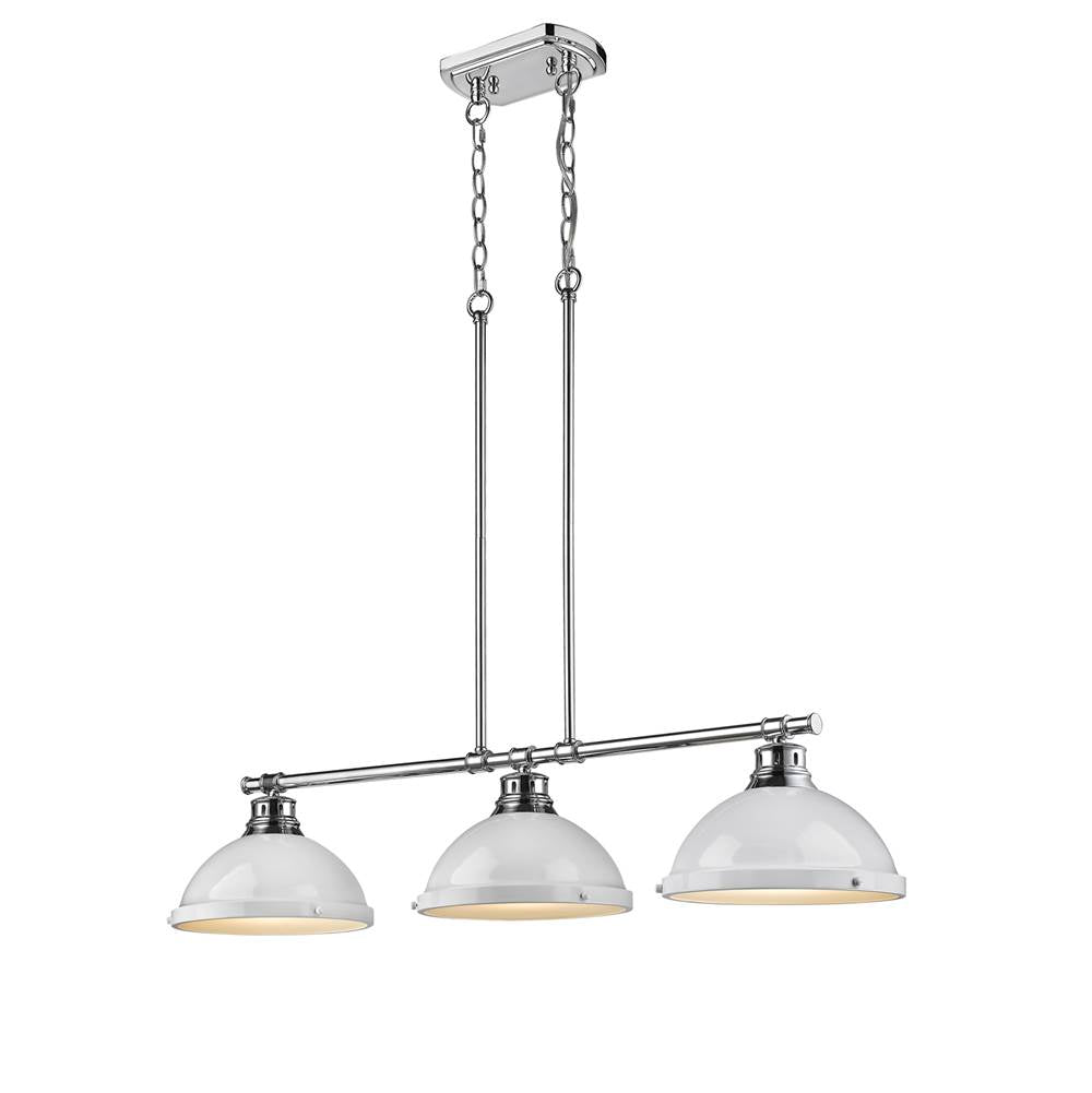 Golden Lighting 3602-3LP CH-WH Chrome Yep By Golden Lighting Duncan 3-light Island Light In Chrome And White Shade Image 2