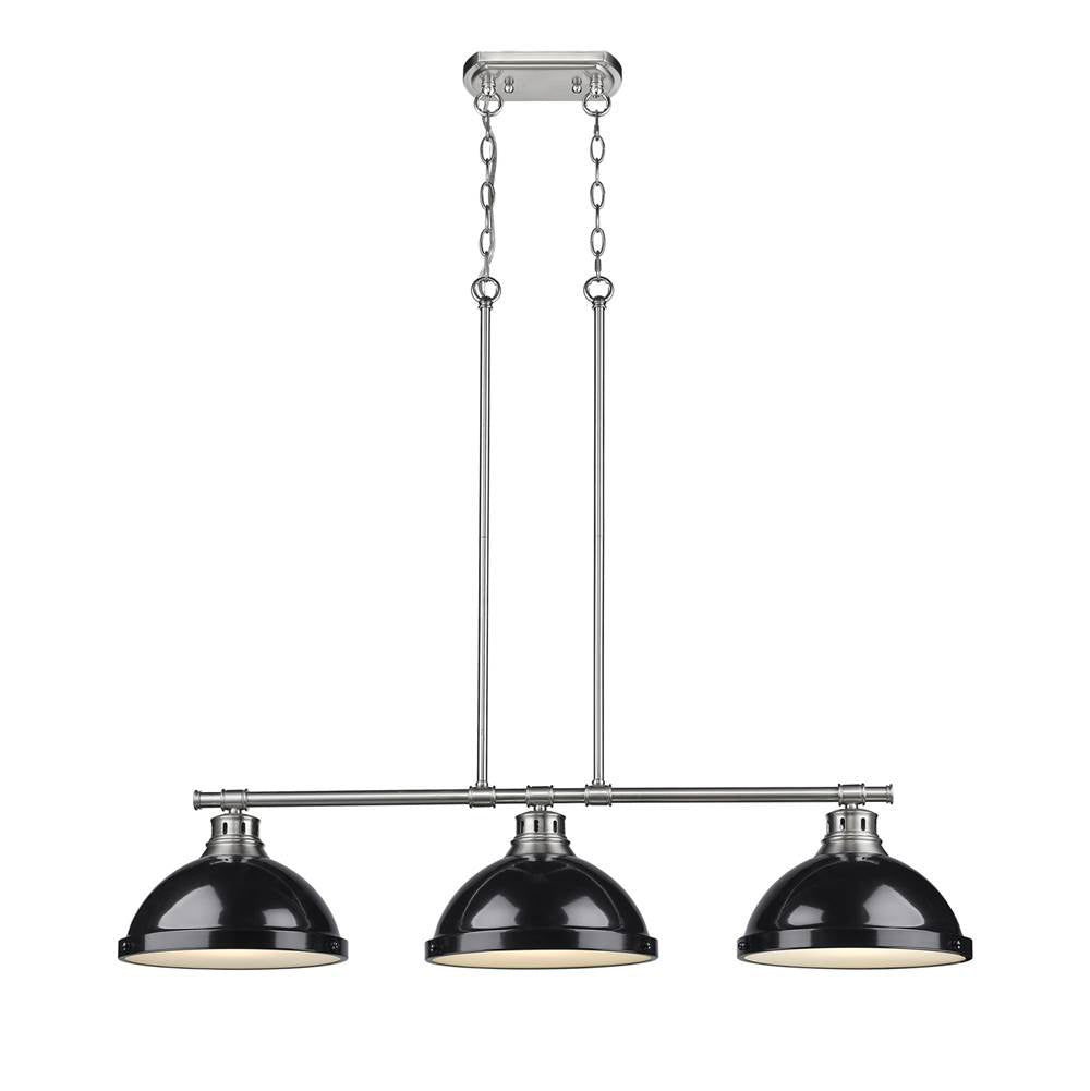 Golden Lighting Duncan Yep By Golden Lighting Duncan 3-light Island Light In Aged Brass And Black Shade