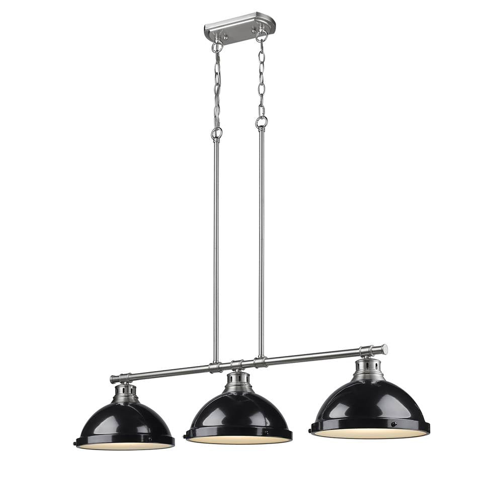 Golden Lighting 3602-3LP PW-BK Pewter Yep By Golden Lighting Duncan 3-light Island Light In Pewter And Black Shade Image 2