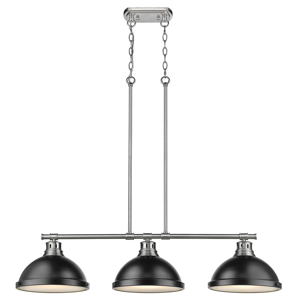 Golden Lighting Duncan Yep By Golden Lighting Duncan 3-light Island Light In Aged Brass And Matte Black Shade