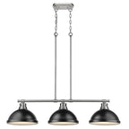 Golden Lighting Duncan Yep By Golden Lighting Duncan 3-light Island Light In Aged Brass And Matte Black Shade